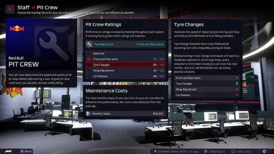 F1 Manager 22 Driver Ratings ss Pit crew