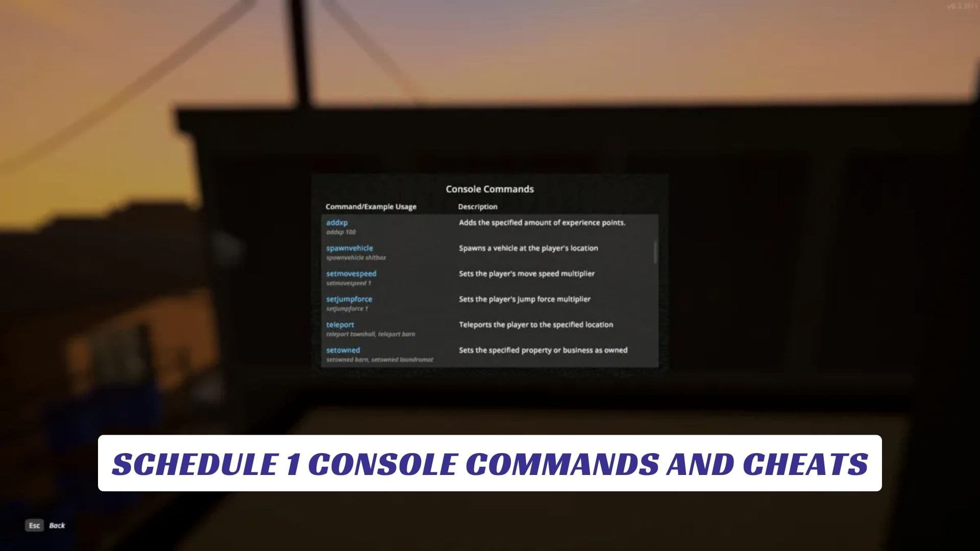 Schedule 1 Console Commands and Cheats Schedule 1 Console Commands and Cheats