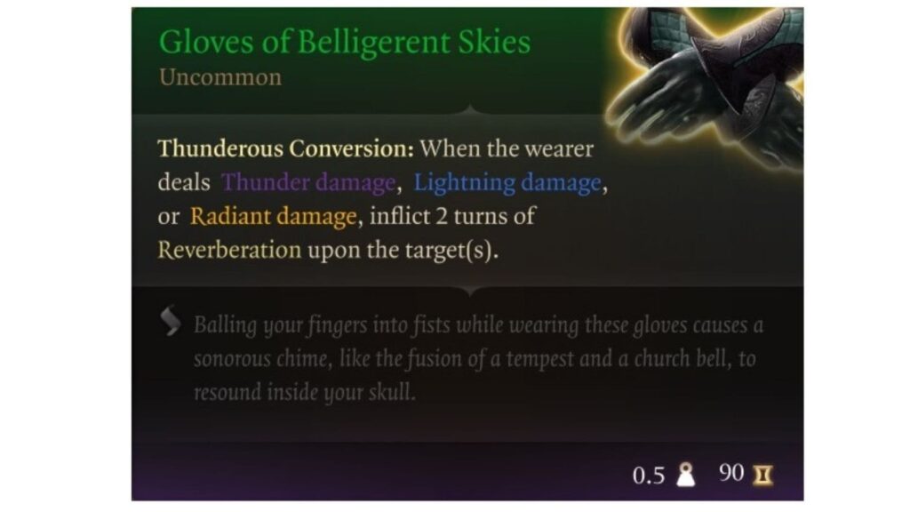 Baldur's Gate 3: Gloves of Belligerent Skies 1 Gloves of Belligerent Skies Effects and Mechanics