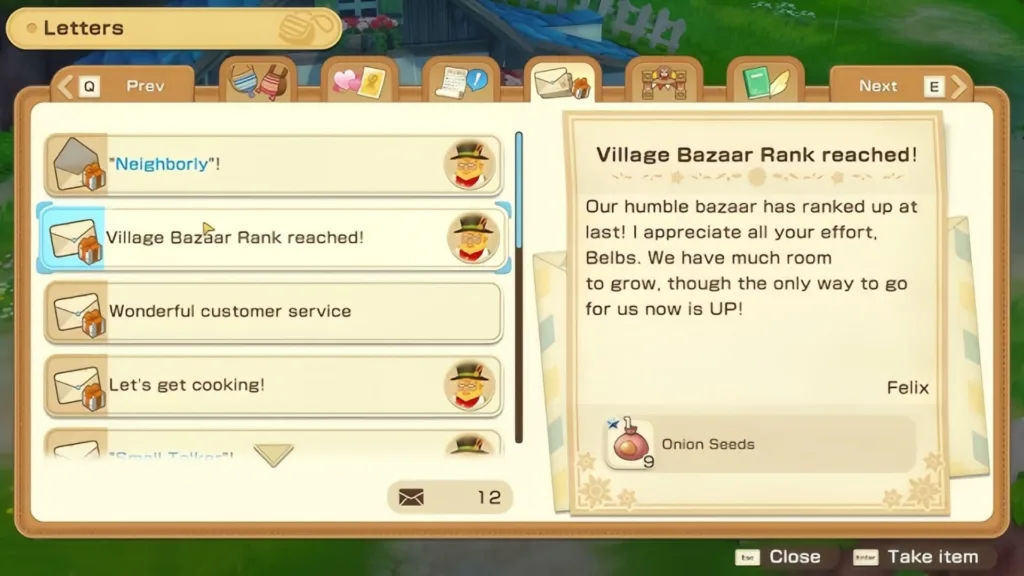 How to Access Your Mail in Story of Seasons Grand Bazaar