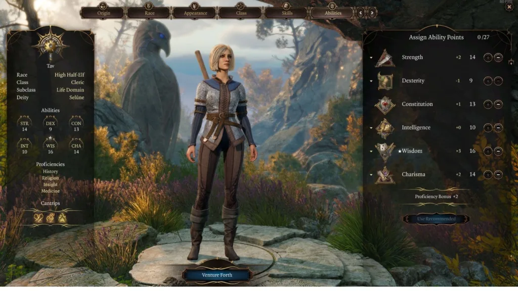 Baldur's Gate 3: Shadowheart Build 2 Best Ability Scores For Shadowheart