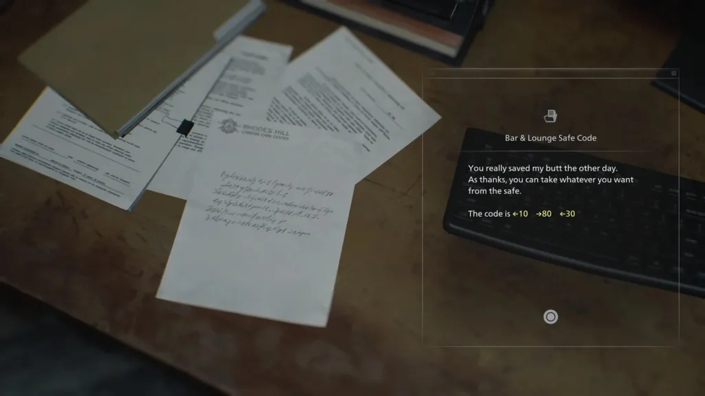 Resident Evil Requiem: Bar Safe Code Location & Loot 1 Where To Find The Bar Safe Code Note